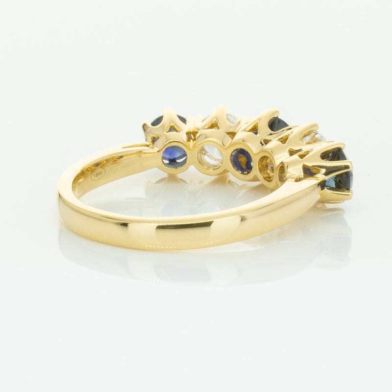 18ct Yellow Gold 1.41ct Sapphire & Diamond Pentagon Ring-Ring-Walker & Hall