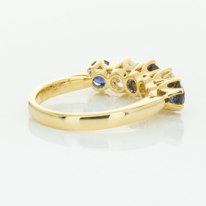 18ct Yellow Gold 1.41ct Sapphire & Diamond Pentagon Ring-Ring-Walker & Hall