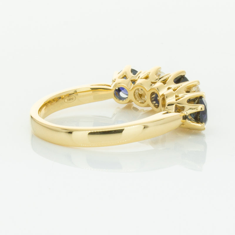 18ct Yellow Gold 1.41ct Sapphire & Diamond Pentagon Ring-Ring-Walker & Hall