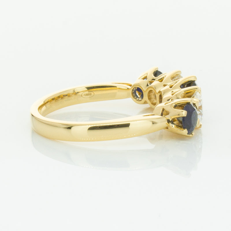 18ct Yellow Gold 1.41ct Sapphire & Diamond Pentagon Ring-Ring-Walker & Hall