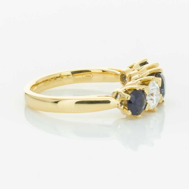 18ct Yellow Gold 1.41ct Sapphire & Diamond Pentagon Ring-Ring-Walker & Hall