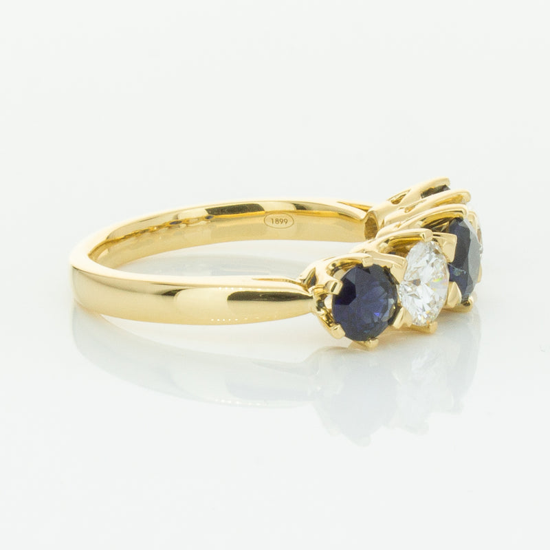 18ct Yellow Gold 1.41ct Sapphire & Diamond Pentagon Ring-Ring-Walker & Hall
