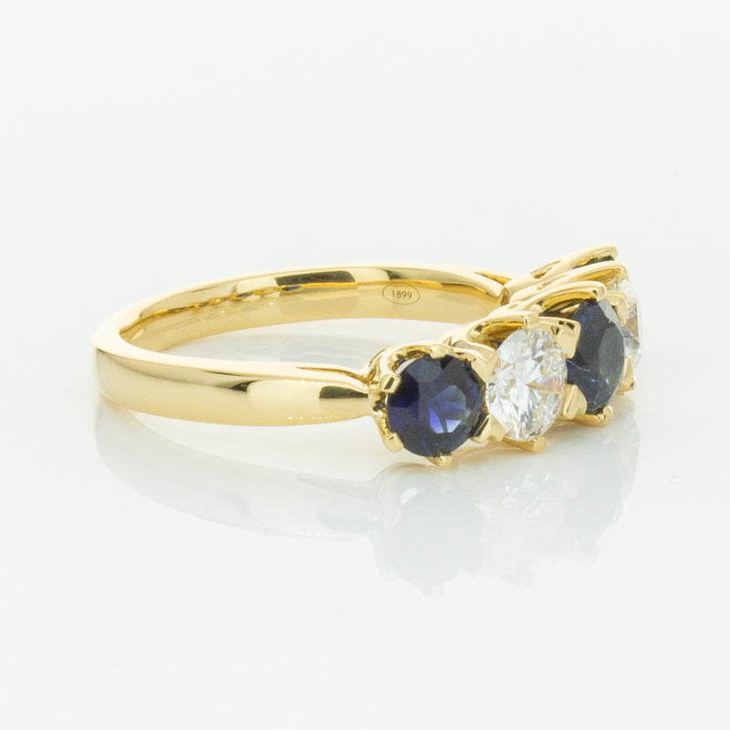 18ct Yellow Gold 1.41ct Sapphire & Diamond Pentagon Ring-Ring-Walker & Hall