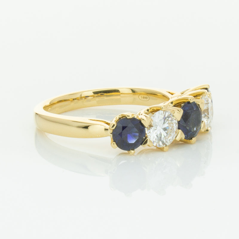 18ct Yellow Gold 1.41ct Sapphire & Diamond Pentagon Ring-Ring-Walker & Hall