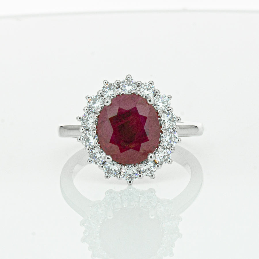18ct White Gold 2.12ct Ruby & Diamond Belle Ring-Ring-Walker & Hall