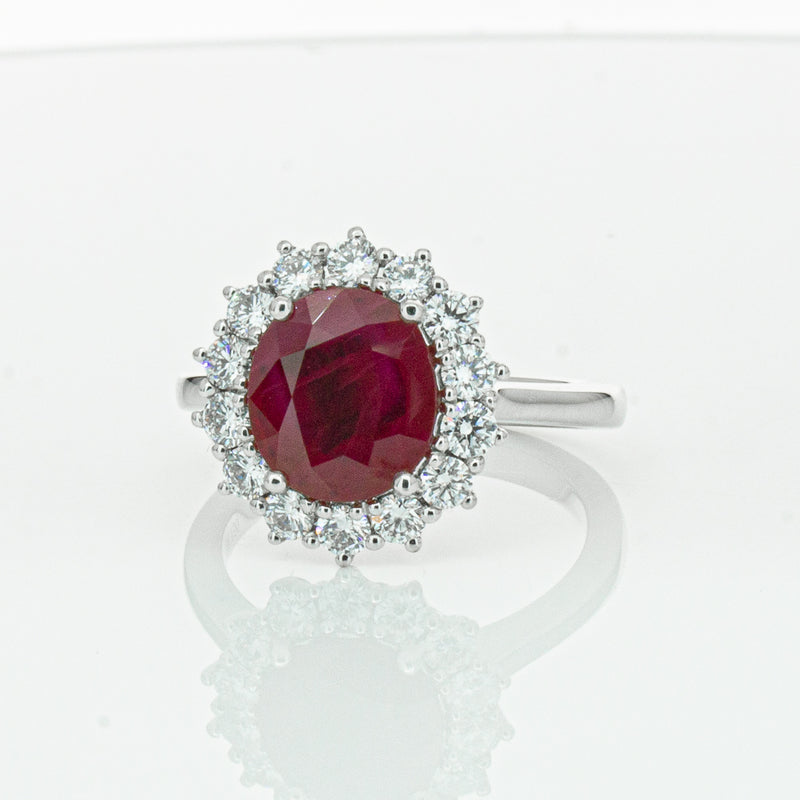 18ct White Gold 2.12ct Ruby & Diamond Belle Ring-Ring-Walker & Hall