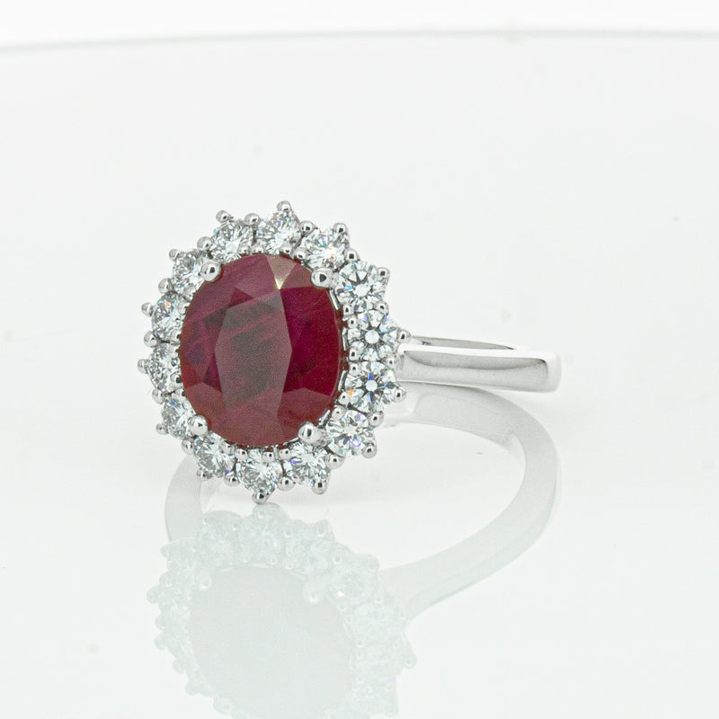 18ct White Gold 2.12ct Ruby & Diamond Belle Ring-Ring-Walker & Hall