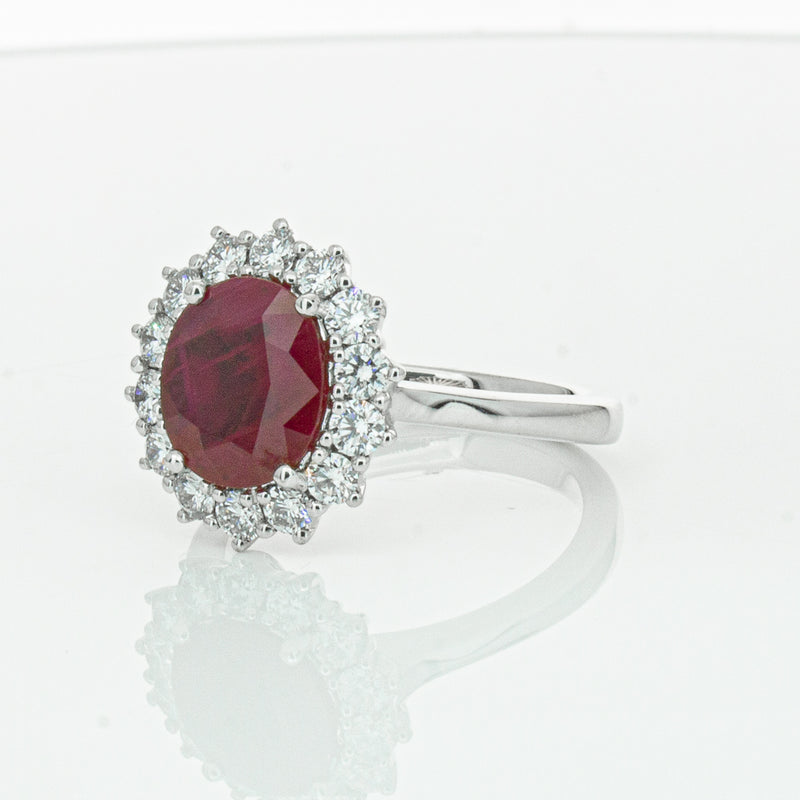 18ct White Gold 2.12ct Ruby & Diamond Belle Ring-Ring-Walker & Hall