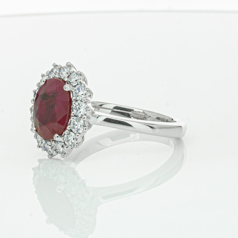 18ct White Gold 2.12ct Ruby & Diamond Belle Ring-Ring-Walker & Hall
