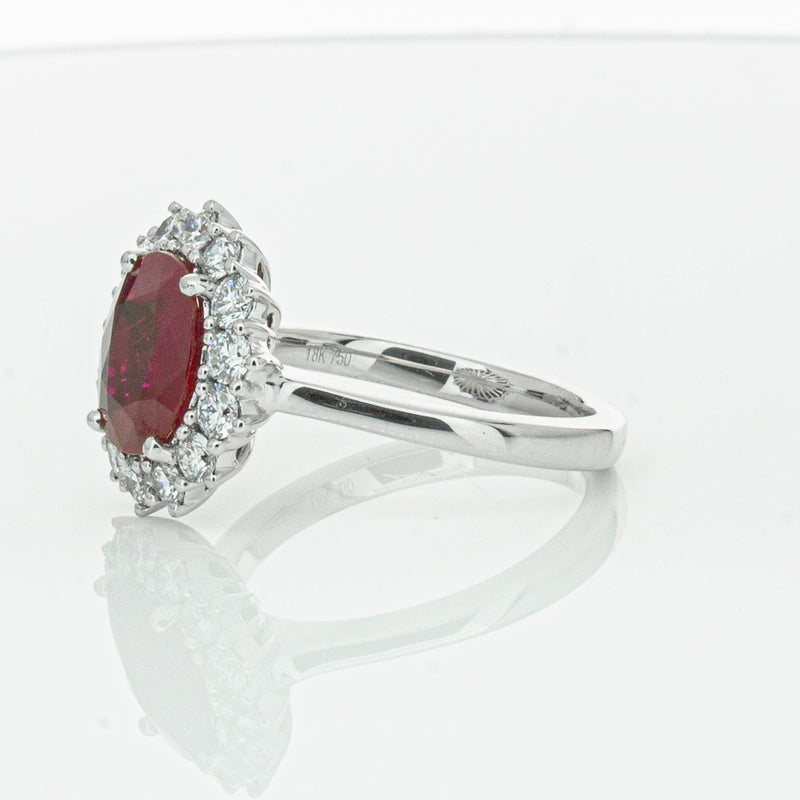 18ct White Gold 2.12ct Ruby & Diamond Belle Ring-Ring-Walker & Hall