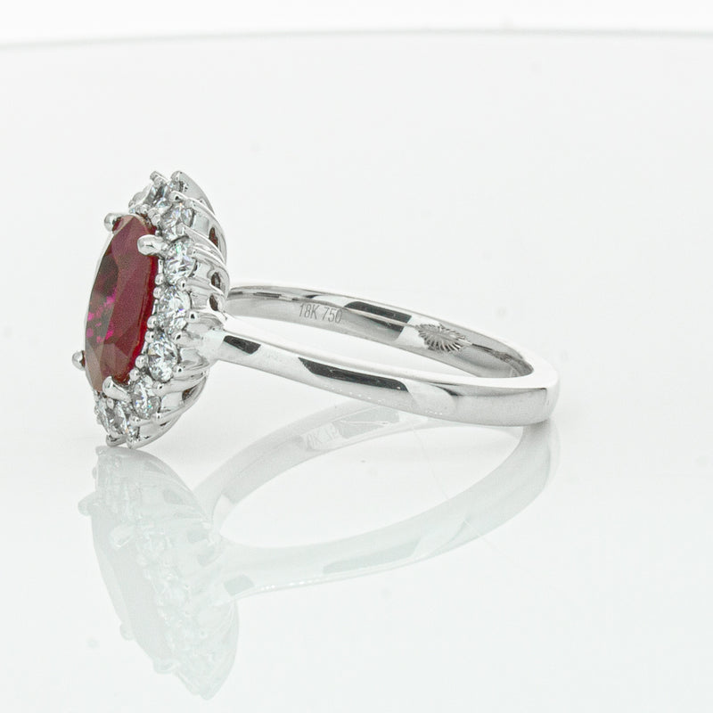 18ct White Gold 2.12ct Ruby & Diamond Belle Ring-Ring-Walker & Hall