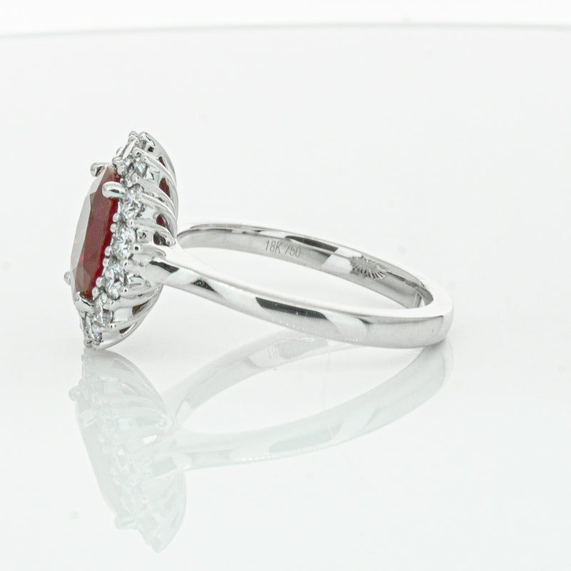 18ct White Gold 2.12ct Ruby & Diamond Belle Ring-Ring-Walker & Hall
