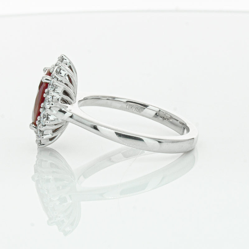 18ct White Gold 2.12ct Ruby & Diamond Belle Ring-Ring-Walker & Hall