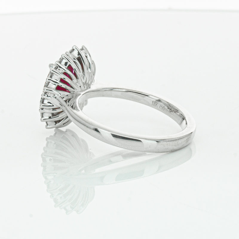 18ct White Gold 2.12ct Ruby & Diamond Belle Ring-Ring-Walker & Hall