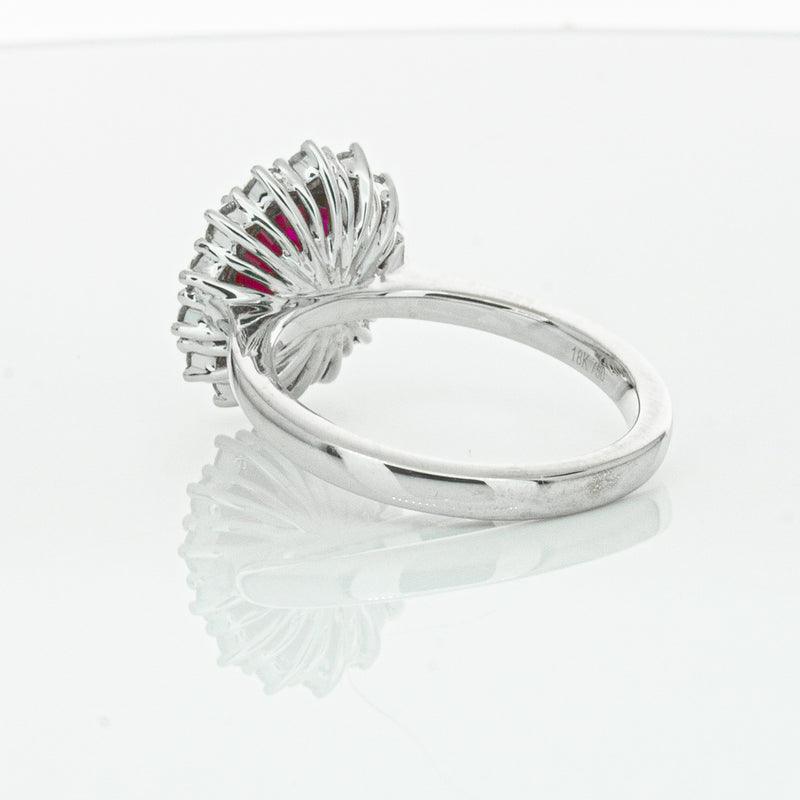 18ct White Gold 2.12ct Ruby & Diamond Belle Ring-Ring-Walker & Hall