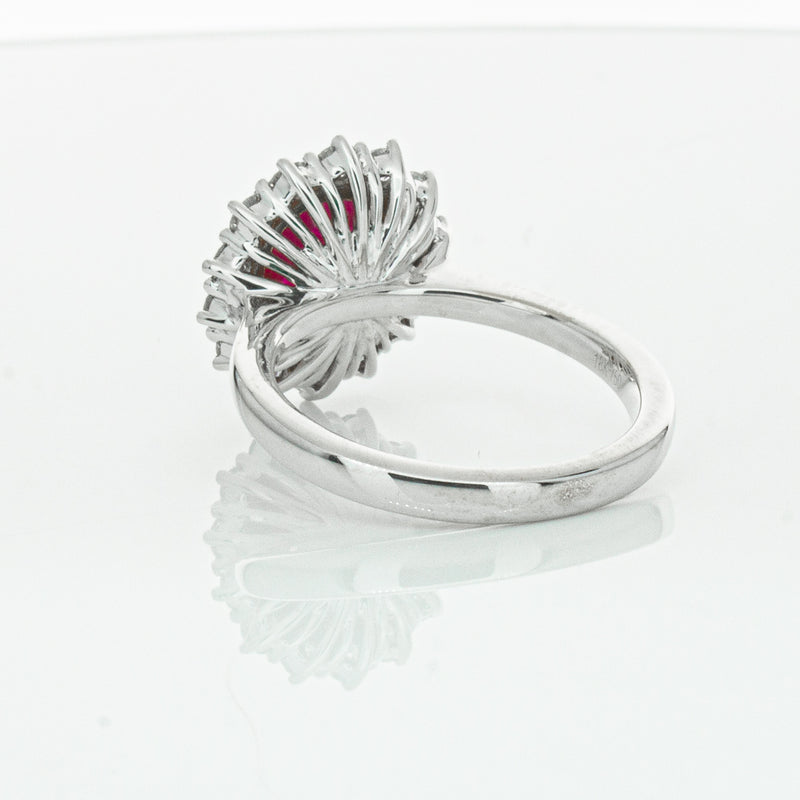 18ct White Gold 2.12ct Ruby & Diamond Belle Ring-Ring-Walker & Hall