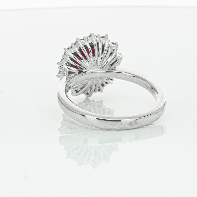 18ct White Gold 2.12ct Ruby & Diamond Belle Ring-Ring-Walker & Hall