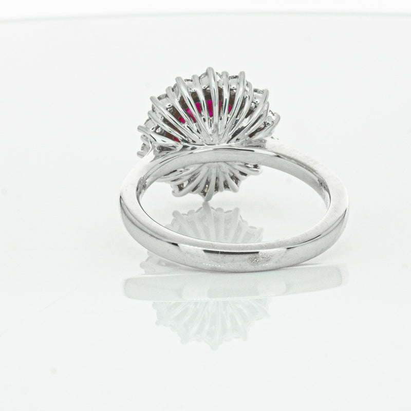 18ct White Gold 2.12ct Ruby & Diamond Belle Ring-Ring-Walker & Hall