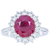 18ct White Gold 2.12ct Ruby & Diamond Belle Ring-Ring-Walker & Hall