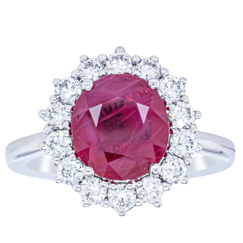 18ct White Gold 2.12ct Ruby & Diamond Belle Ring-Ring-Walker & Hall