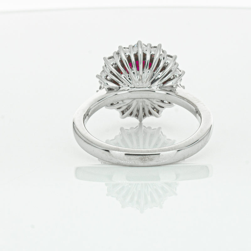 18ct White Gold 2.12ct Ruby & Diamond Belle Ring-Ring-Walker & Hall