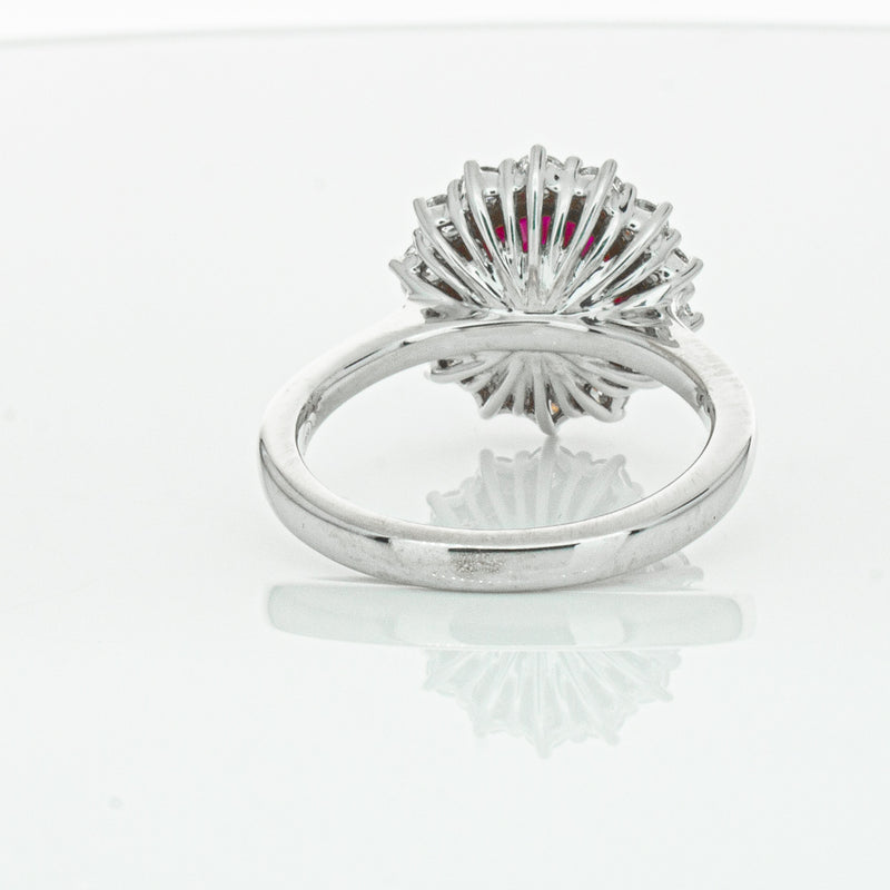 18ct White Gold 2.12ct Ruby & Diamond Belle Ring-Ring-Walker & Hall