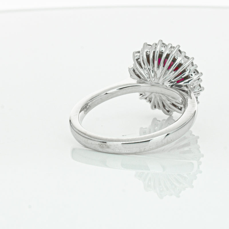 18ct White Gold 2.12ct Ruby & Diamond Belle Ring-Ring-Walker & Hall