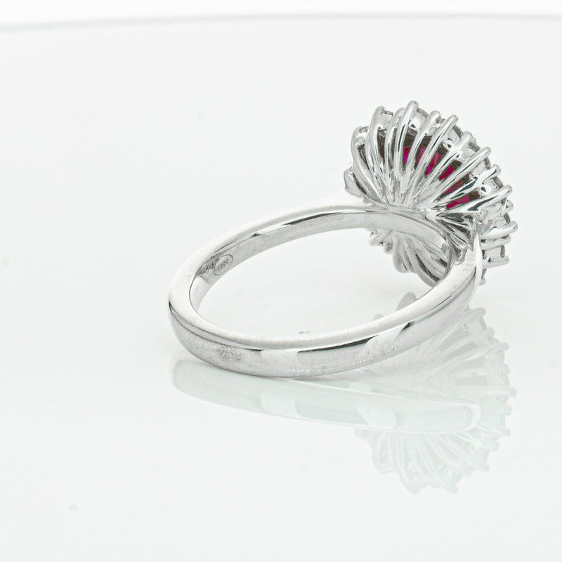 18ct White Gold 2.12ct Ruby & Diamond Belle Ring-Ring-Walker & Hall