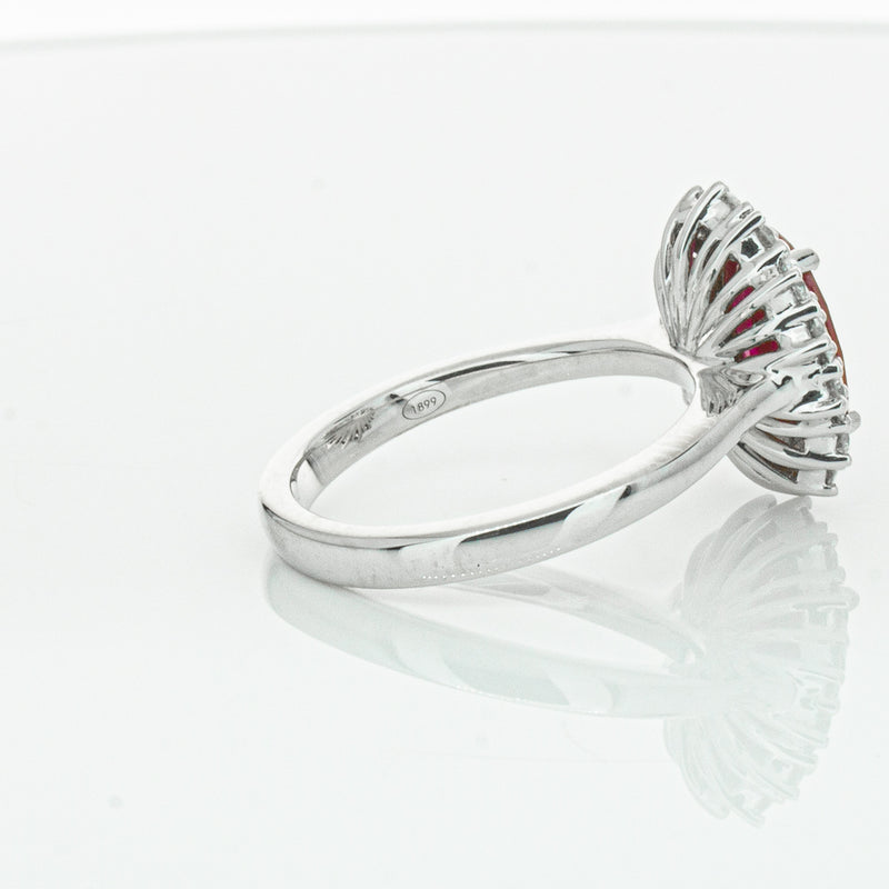 18ct White Gold 2.12ct Ruby & Diamond Belle Ring-Ring-Walker & Hall
