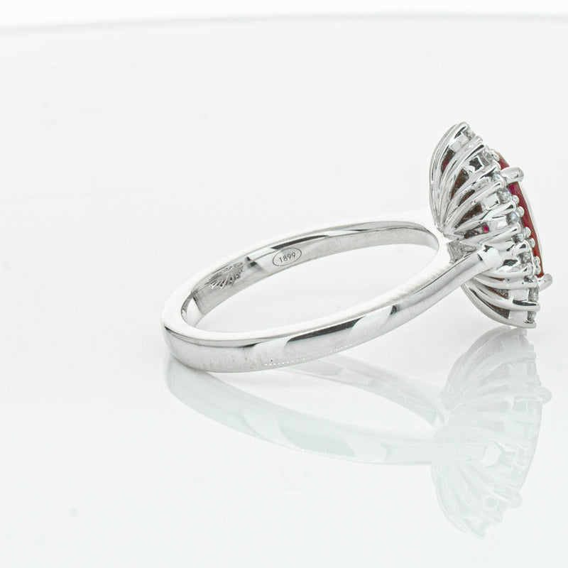 18ct White Gold 2.12ct Ruby & Diamond Belle Ring-Ring-Walker & Hall