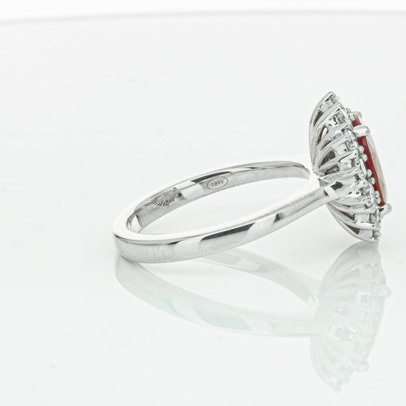 18ct White Gold 2.12ct Ruby & Diamond Belle Ring-Ring-Walker & Hall