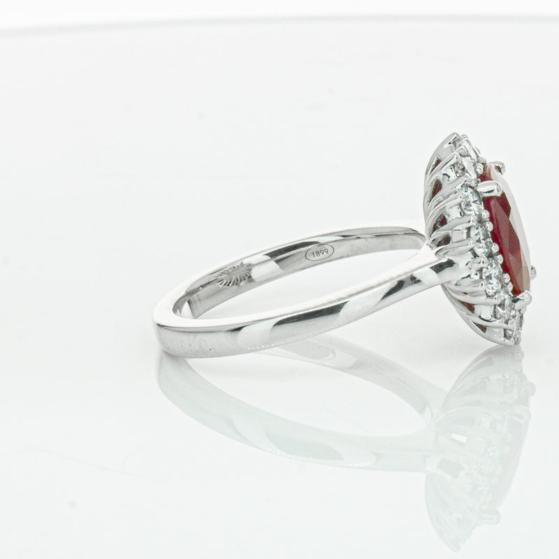 18ct White Gold 2.12ct Ruby & Diamond Belle Ring-Ring-Walker & Hall