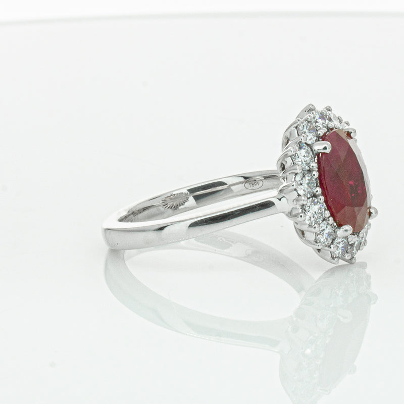 18ct White Gold 2.12ct Ruby & Diamond Belle Ring-Ring-Walker & Hall