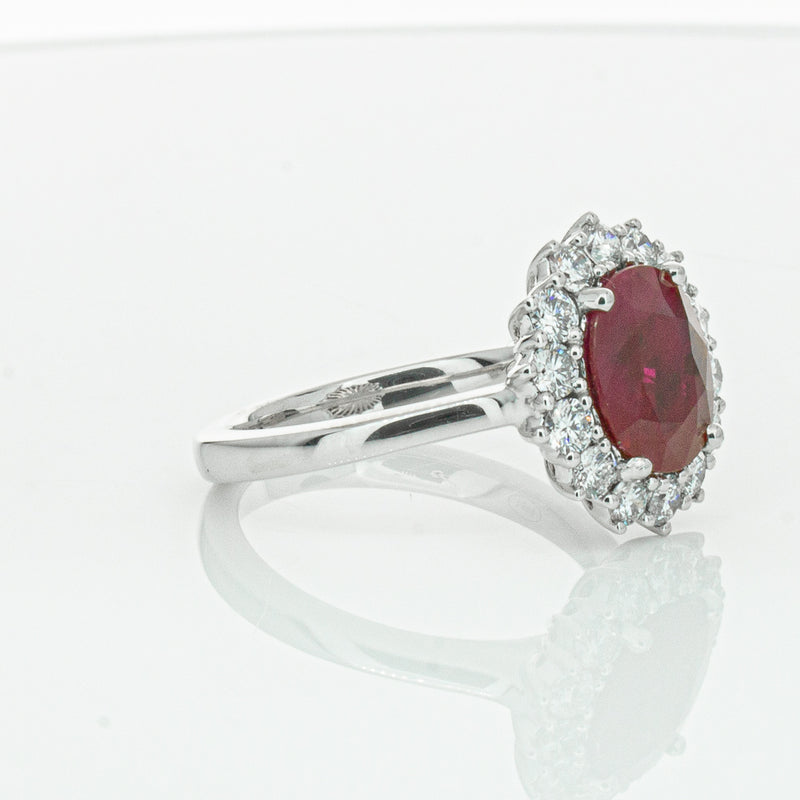 18ct White Gold 2.12ct Ruby & Diamond Belle Ring-Ring-Walker & Hall