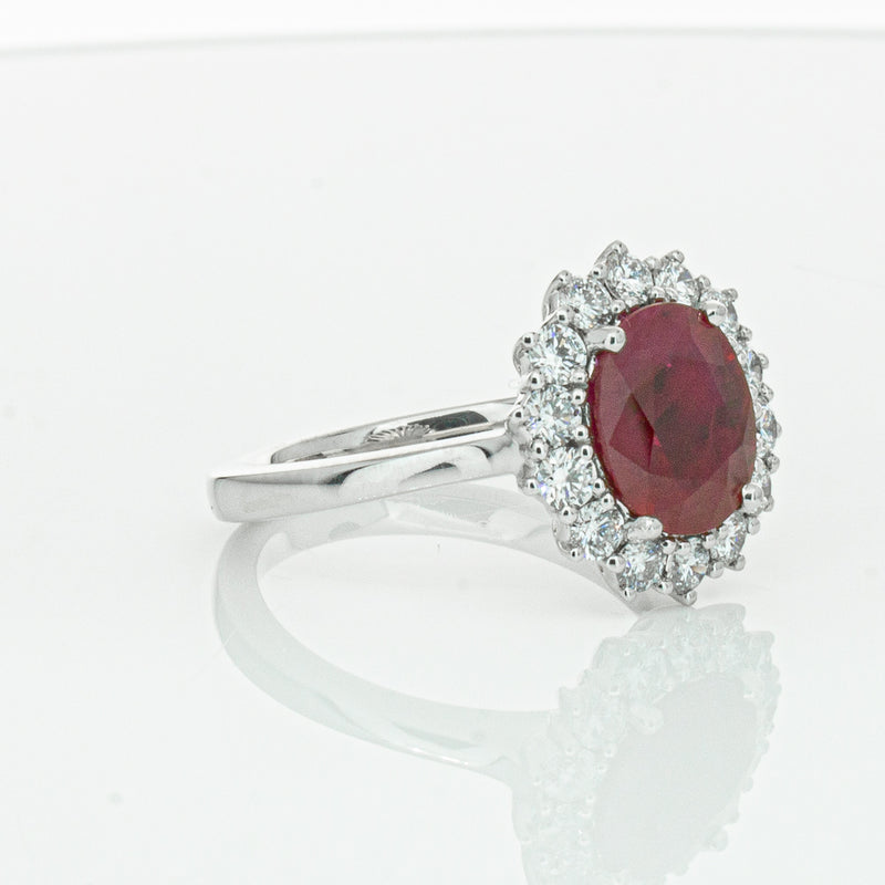 18ct White Gold 2.12ct Ruby & Diamond Belle Ring-Ring-Walker & Hall