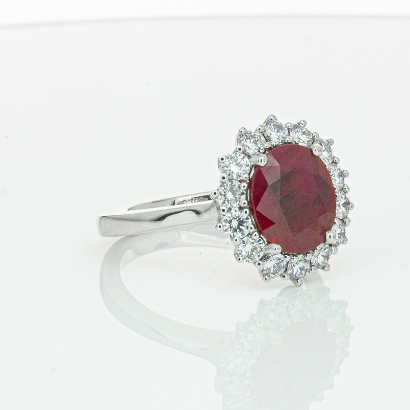 18ct White Gold 2.12ct Ruby & Diamond Belle Ring-Ring-Walker & Hall