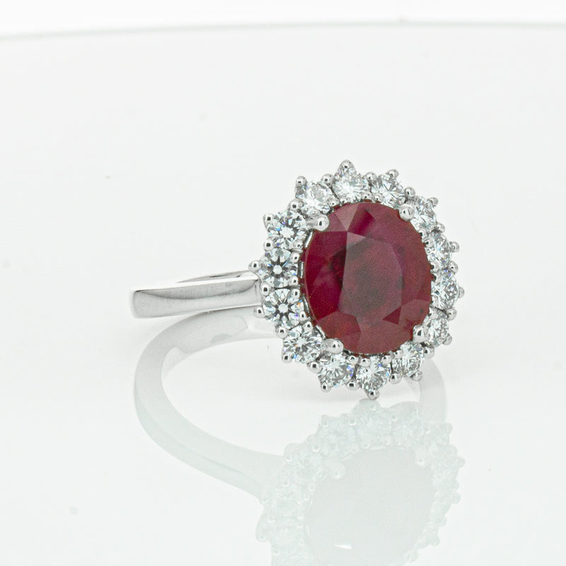 18ct White Gold 2.12ct Ruby & Diamond Belle Ring-Ring-Walker & Hall