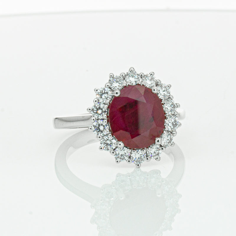 18ct White Gold 2.12ct Ruby & Diamond Belle Ring-Ring-Walker & Hall