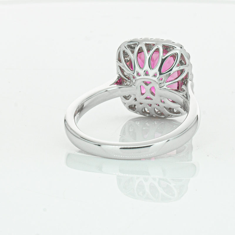 18ct White Gold Pink Tourmaline & Diamond Fleur Ring-Ring-Walker & Hall