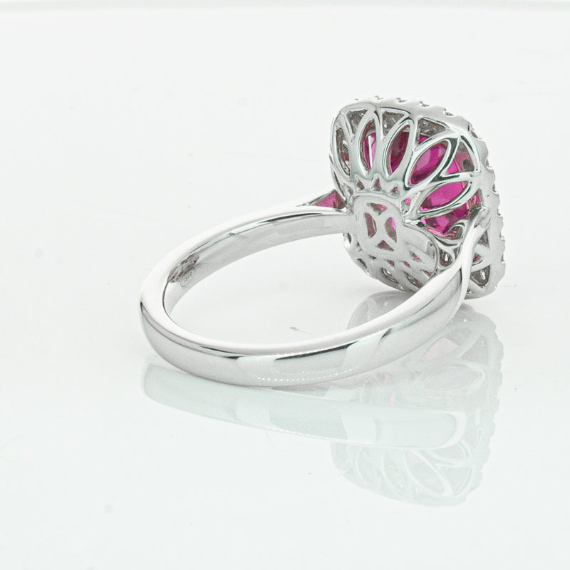 18ct White Gold Pink Tourmaline & Diamond Fleur Ring-Ring-Walker & Hall