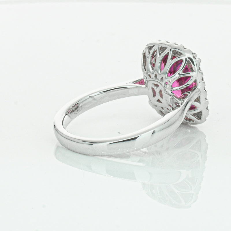 18ct White Gold Pink Tourmaline & Diamond Fleur Ring-Ring-Walker & Hall