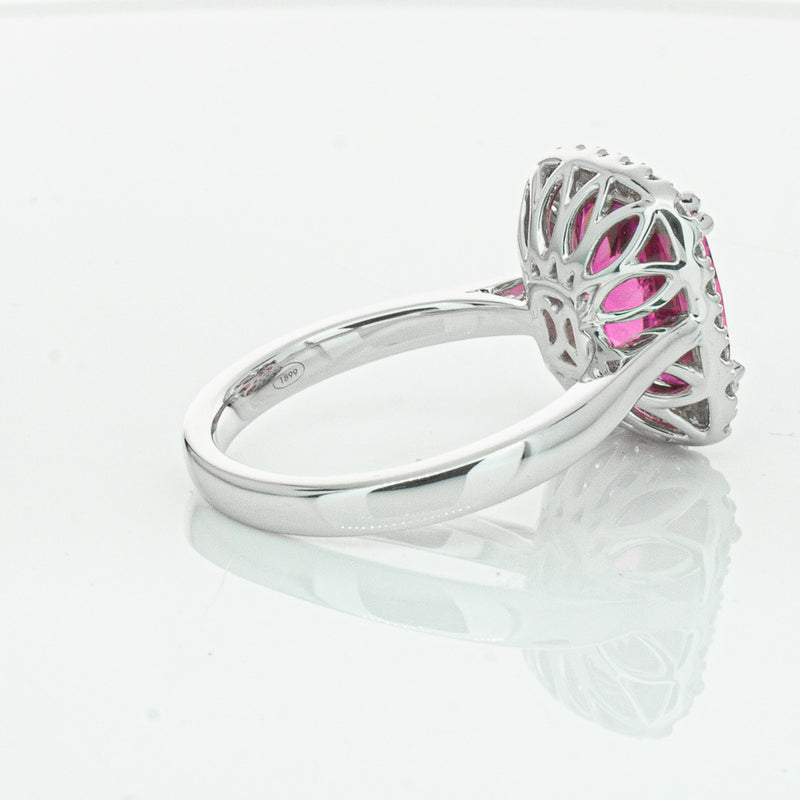 18ct White Gold Pink Tourmaline & Diamond Fleur Ring-Ring-Walker & Hall