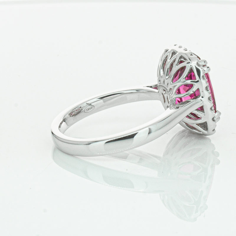 18ct White Gold Pink Tourmaline & Diamond Fleur Ring-Ring-Walker & Hall