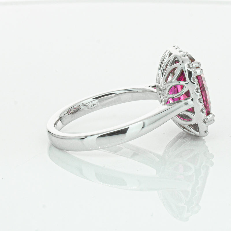 18ct White Gold Pink Tourmaline & Diamond Fleur Ring-Ring-Walker & Hall