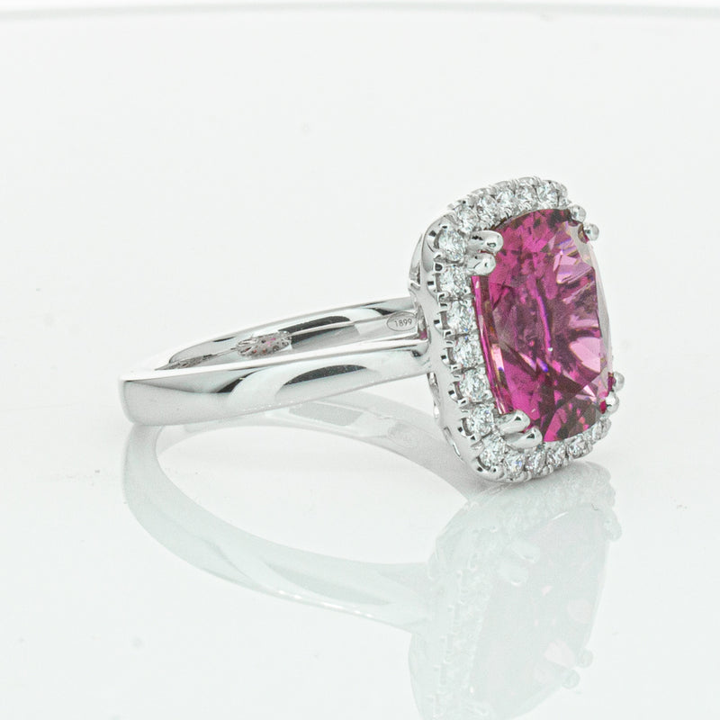 18ct White Gold Pink Tourmaline & Diamond Fleur Ring-Ring-Walker & Hall
