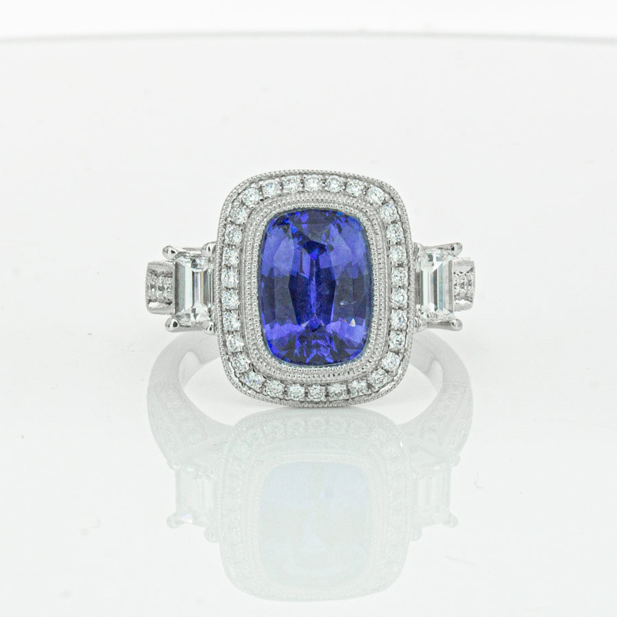 18ct White Gold 3.34ct Sapphire & Diamond Ring-Ring-Walker & Hall