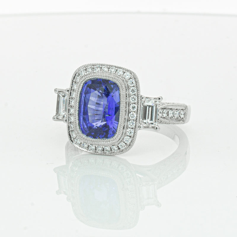 18ct White Gold 3.34ct Sapphire & Diamond Ring-Ring-Walker & Hall