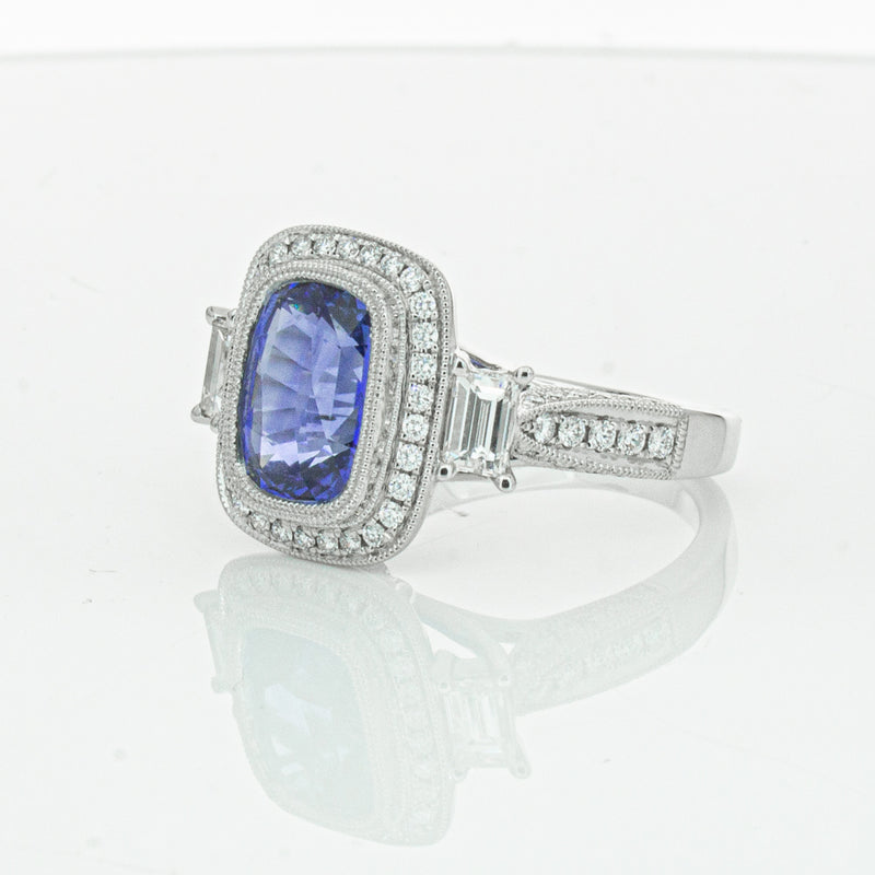 18ct White Gold 3.34ct Sapphire & Diamond Ring-Ring-Walker & Hall