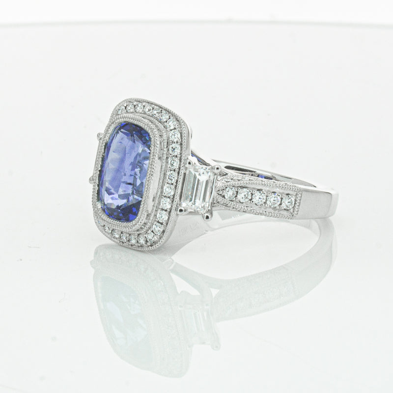 18ct White Gold 3.34ct Sapphire & Diamond Ring-Ring-Walker & Hall