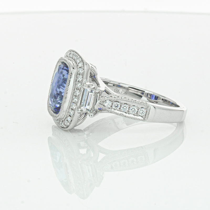 18ct White Gold 3.34ct Sapphire & Diamond Ring-Ring-Walker & Hall
